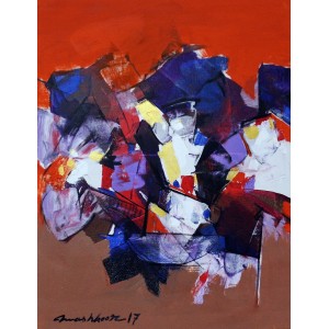 Mashkoor Raza, 18 x 24 Inch, Oil on Canvas, Abstract Painting, AC-MR-045